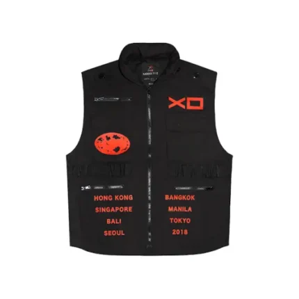 The **Black The Weeknd XO Asia Tour Ranger Vest** blends utilitarian design with signature XO style. Crafted from durable, high-quality fabric, this vest offers a modern streetwear aesthetic inspired by The Weeknd’s iconic Asia Tour. It features multiple functional pockets for a tactical look, along with subtle XO branding that adds an exclusive, collectible appeal. The sleek black color ensures easy pairing with any outfit, making it perfect for layering over hoodies or tees. Designed for fans and fashion enthusiasts alike, this vest captures the bold, mysterious energy of The Weeknd’s music and contemporary street style.