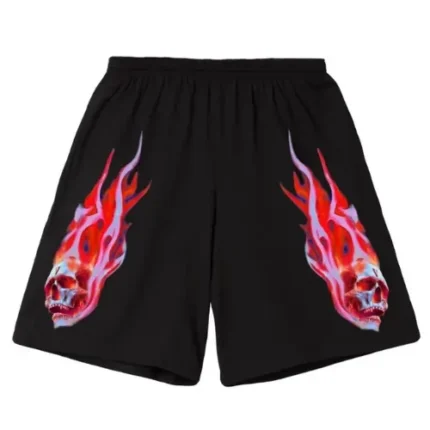 Red/Black Vlone Skully Red Flame Shorts